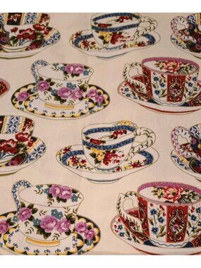 Timeless Treasures Fabrics Tea Cup Party Novelty Print Cotton 42" Wide 3 Yards